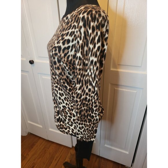 Brown/Black Animal Print Thin Gauge Sweater Worthington L City Streetwear Office - Picture 6 of 9